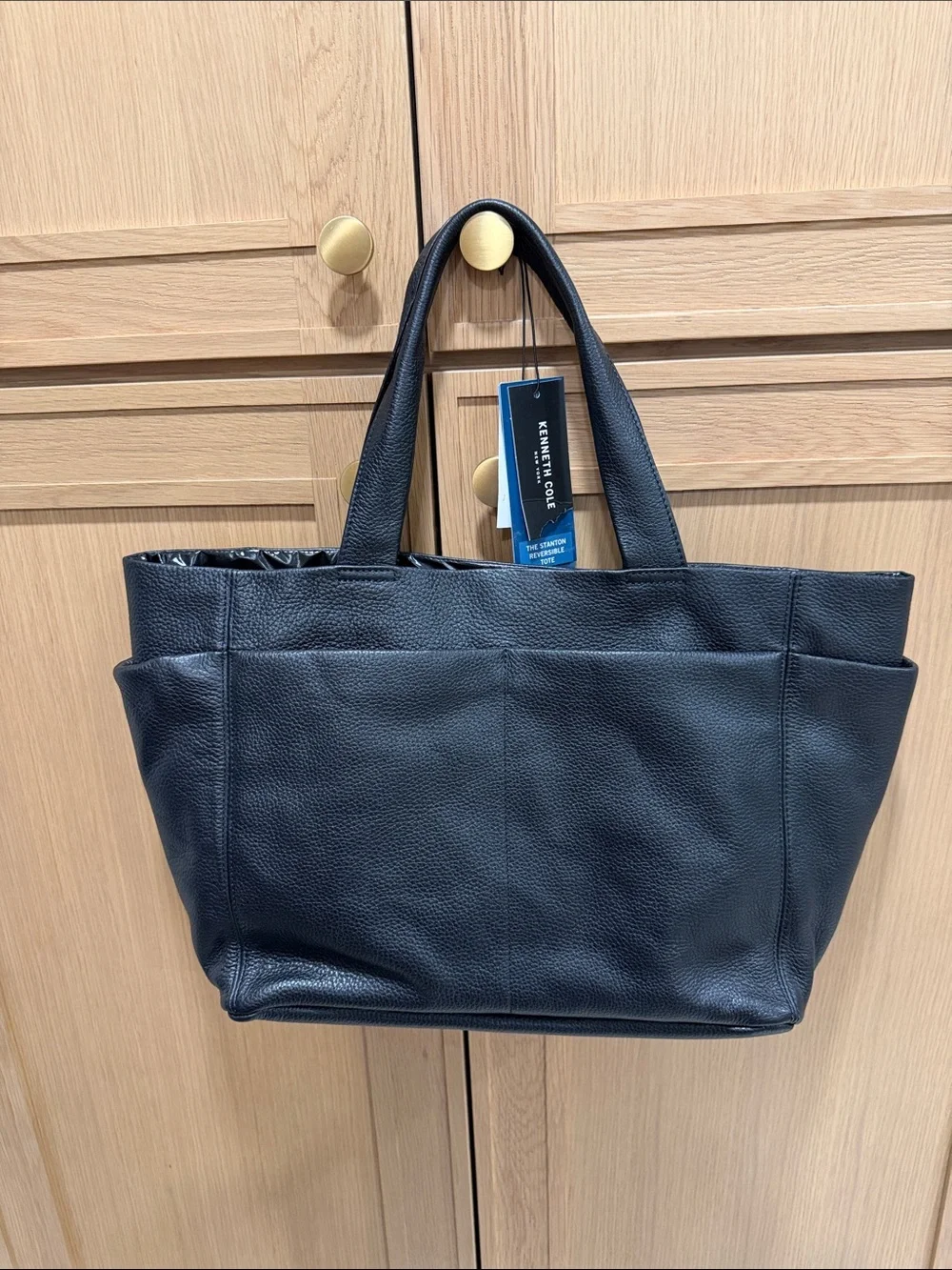 Kenneth Cole Black Pebbled Leather Laptop Tote